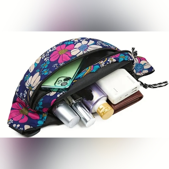 2/$40 Y2K NEW Floral zippered Fanny Pack summer belt bag adjustable strap - Picture 4 of 5